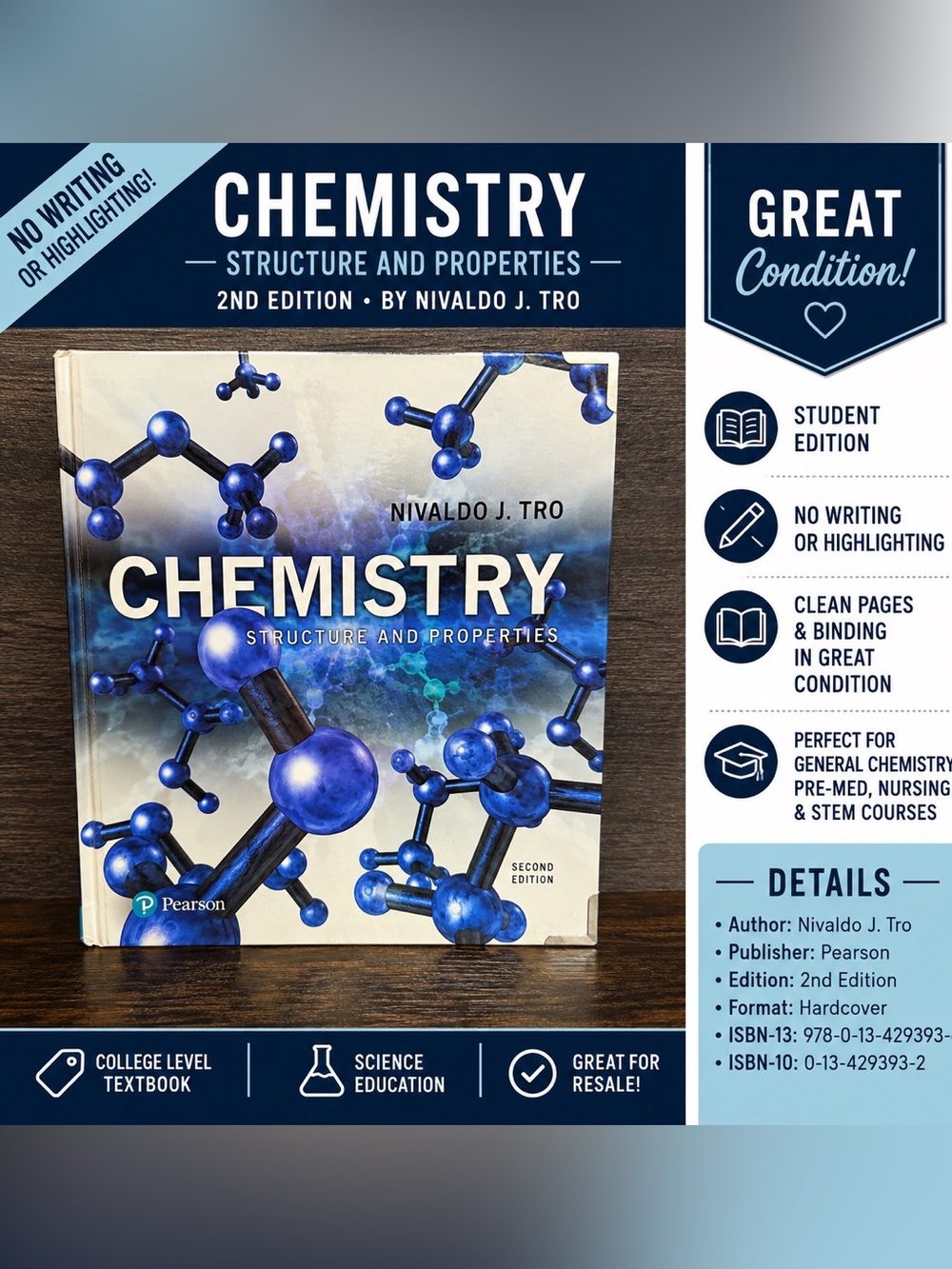 🧪 Chemistry: Structure and Properties — 2nd Edition, Used, Great Condition.